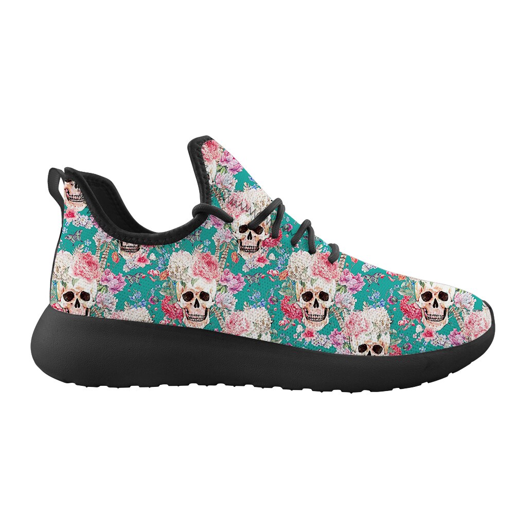 New Trendy Skull Flower 3D Pattern Men Comfortable Fly Weaving Shoes