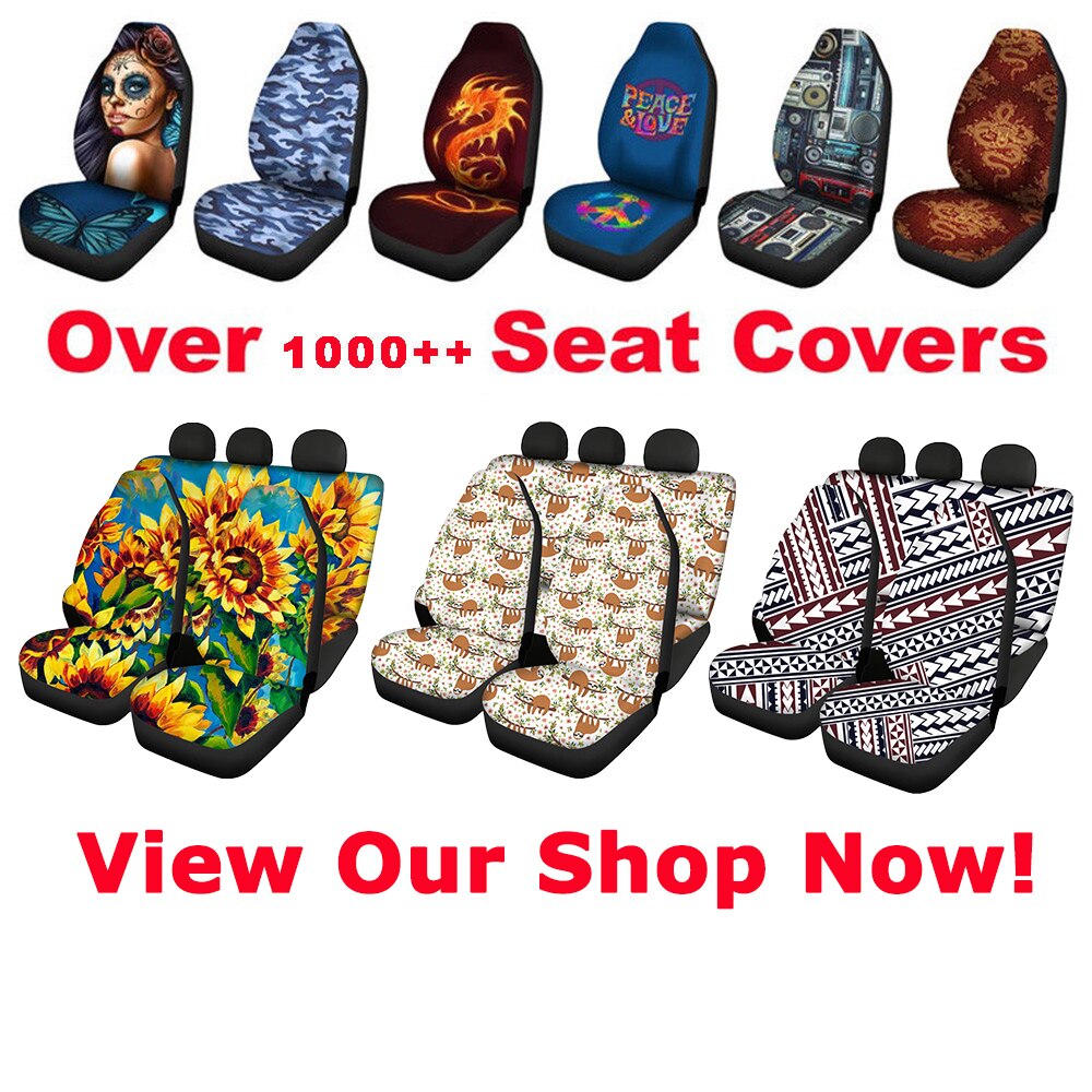 Full Set Car Full Set for Women Stylish Car Seat Cover  Sugar Skull Print Washable General Front and Rear Seat Cover