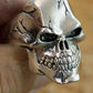 Sterling Silver CZ Eyes Skull Ring Mens Biker