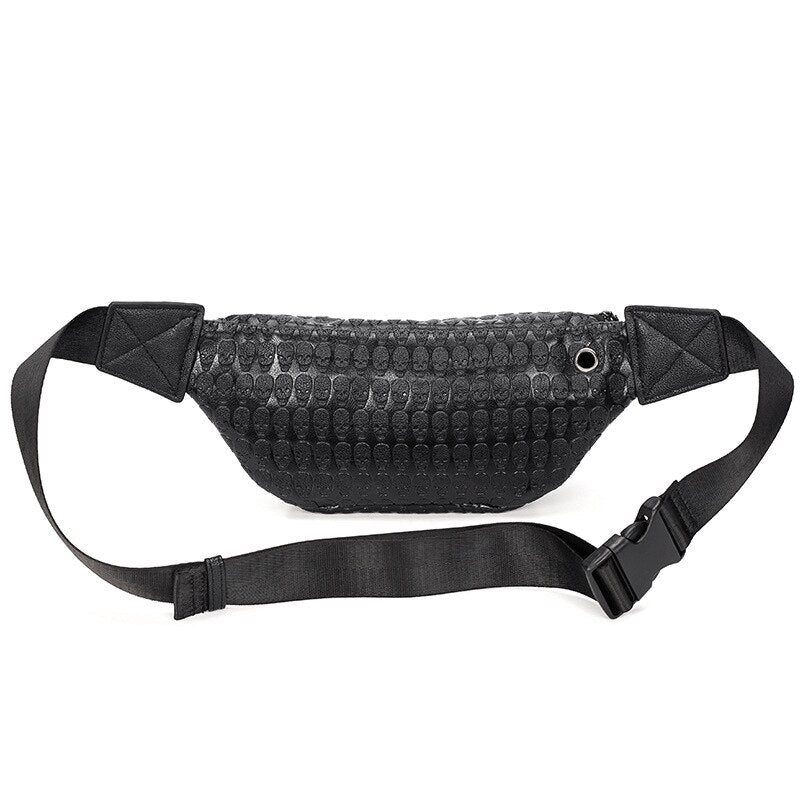 Retro Men Skull Chest Pack Waist Bag