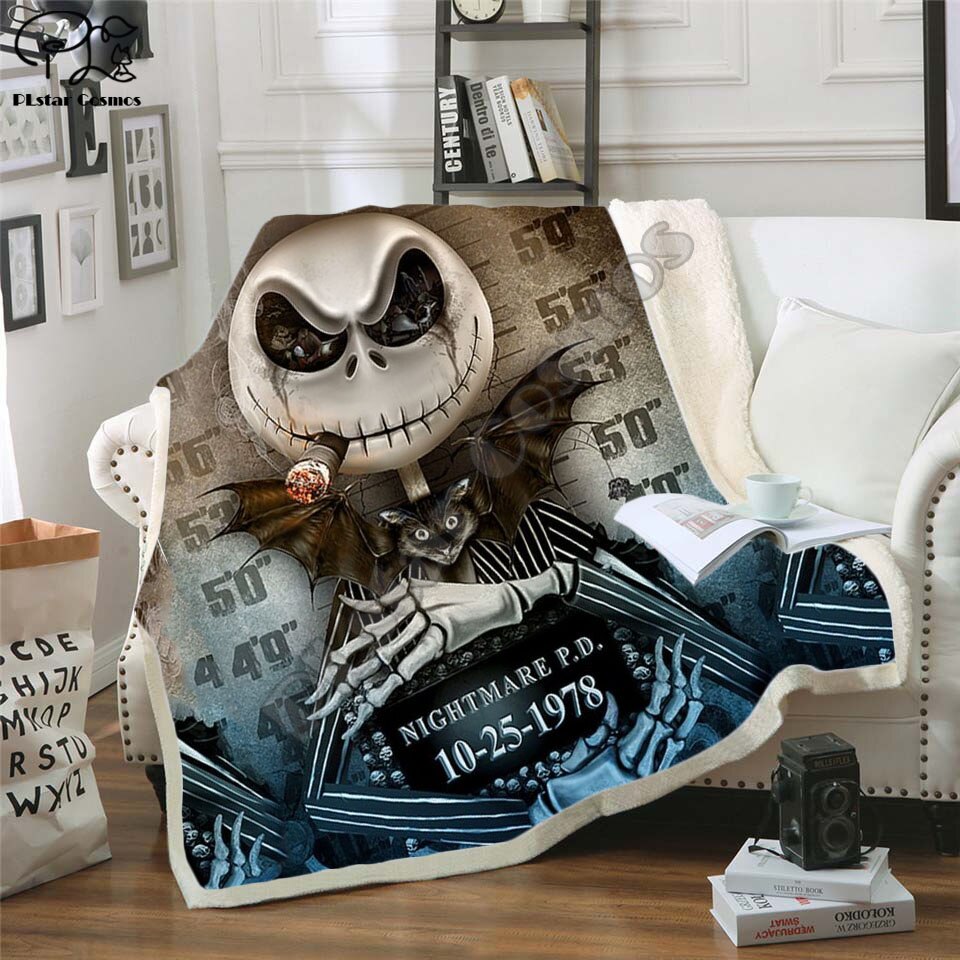 The Nightmare Before Christmas Jack Skull Sherpa Blanket  Plush