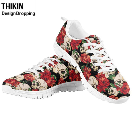 Stylish Skull Rose Floral Printing Women's Causal Shoes Woman