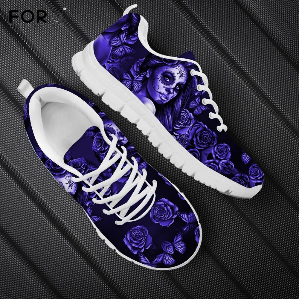 Sugar Skull Red Rose Floral Pattern Shoes Women Casual Spring/Autumn Sneakers