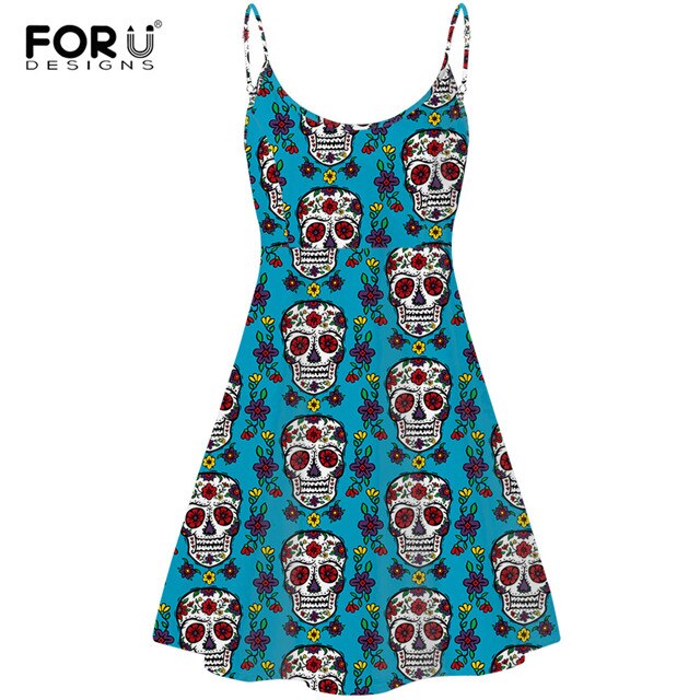 Vintage Sugar Skull Brand Designer Sleeveless Party Dress