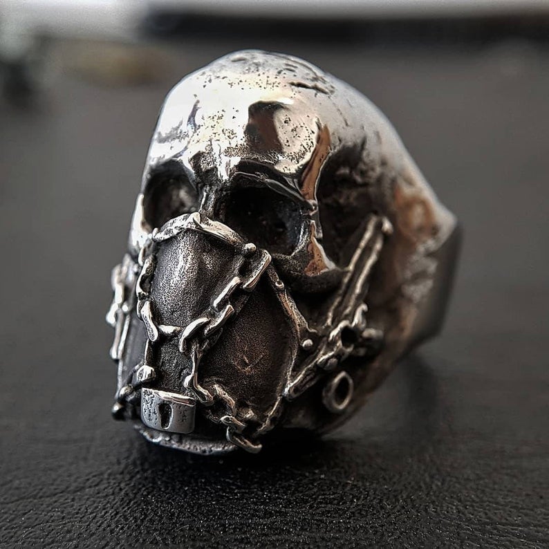 Stainless Steel Skull Ring Gothic Biker illuminati Rings Punk Jewelry