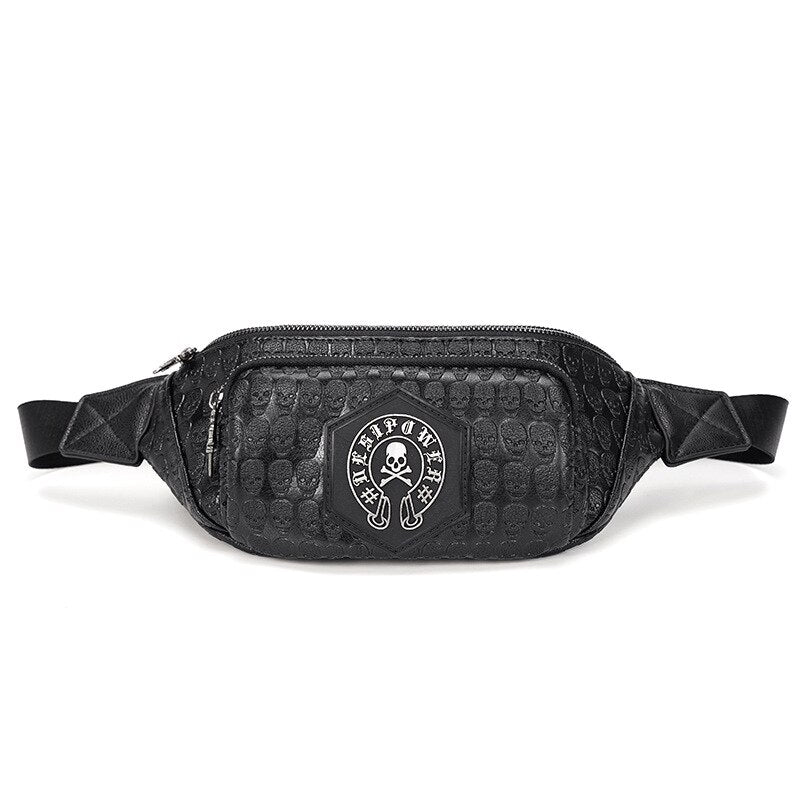 Retro Men Skull Chest Pack Waist Bag