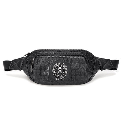 Retro Men Skull Chest Pack Waist Bag