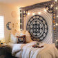 Skull King Meditating In Flowers Moon Tapestry Mandala Carpet