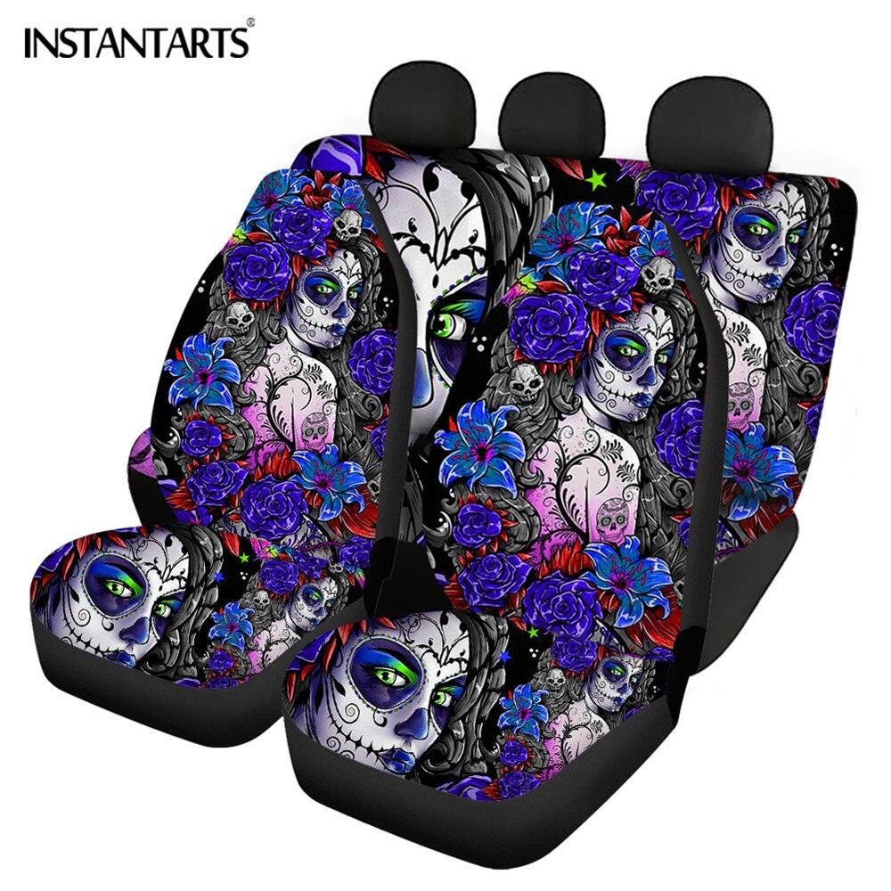 Day of the Dead Sugar Skull Design Easy Clean Car Interior Protector Car Seat Covers