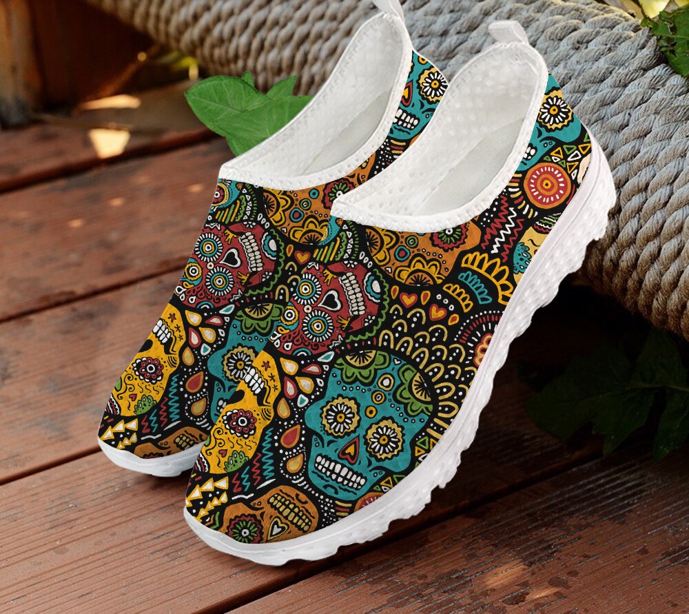 Brand Design Sugar Skull Pattern Casual Flat Shoe