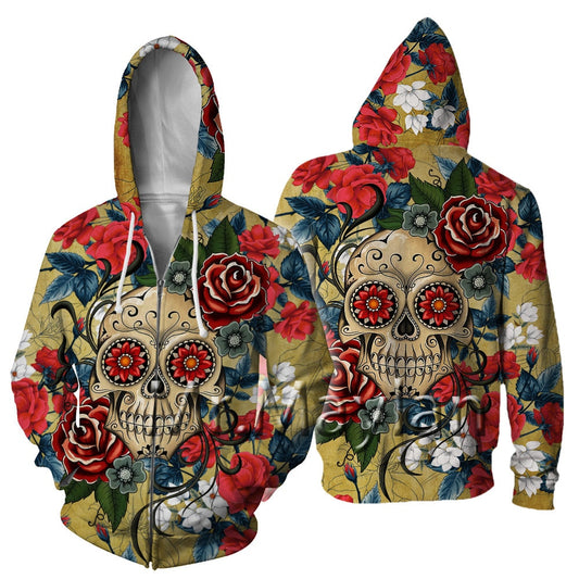 Skull Flowers 3D Full Printed Jacket Women/men Casual Streetwear Sweatshirts Unisex
