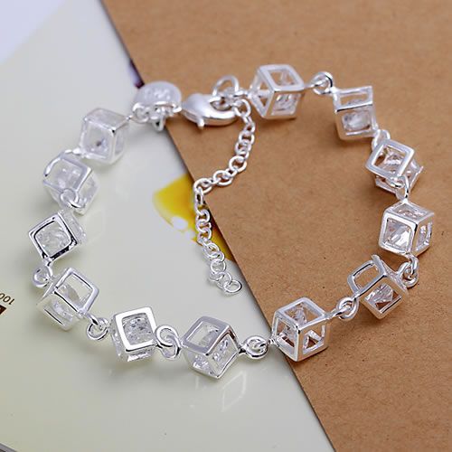 925 silver bracelet, 925 silver fashion jewelry White Gem Bracelet