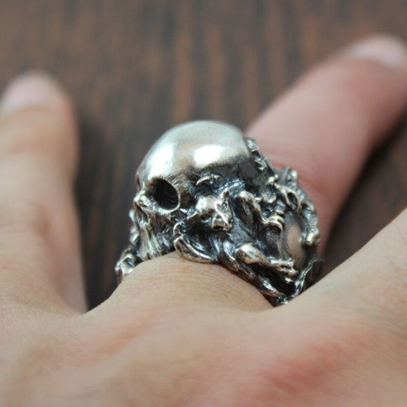 Men Women Stainless Steel Ring Gothic Music Guitar Flower Skull Ring Gargoyle Biker Rings Punk Fashion Jewelry