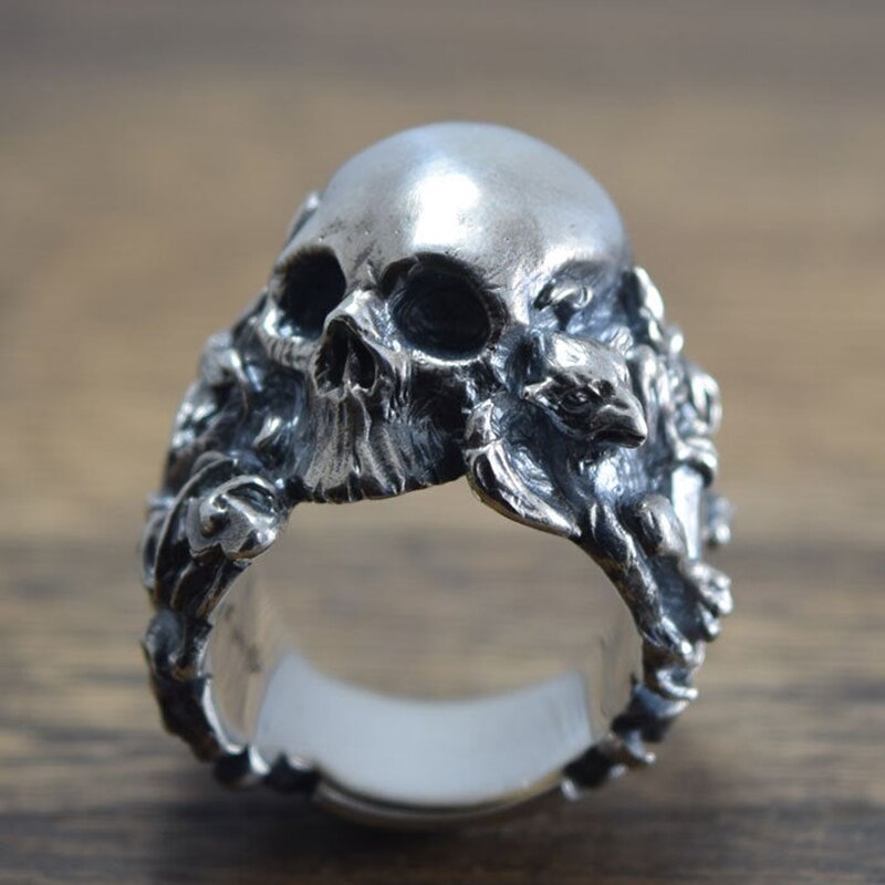 Men Women Stainless Steel Ring Gothic Music Guitar Flower Skull Ring Gargoyle Biker Rings Punk Fashion Jewelry