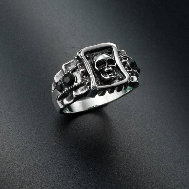 Men Rings Punk Europe AmericaTrendy Skull Black