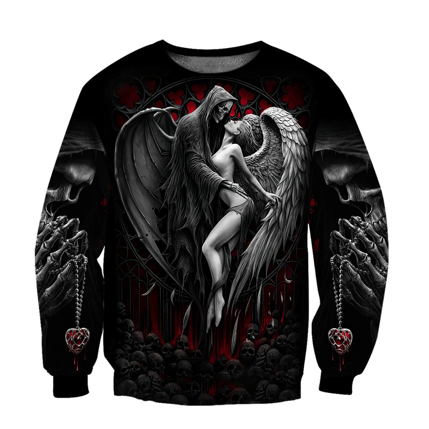 Reaper Skull Angel And Demon 3D All Over Printed Autumn Men Hoodies Unisex Casual Zip Pullover Streetwear sudadera hombre