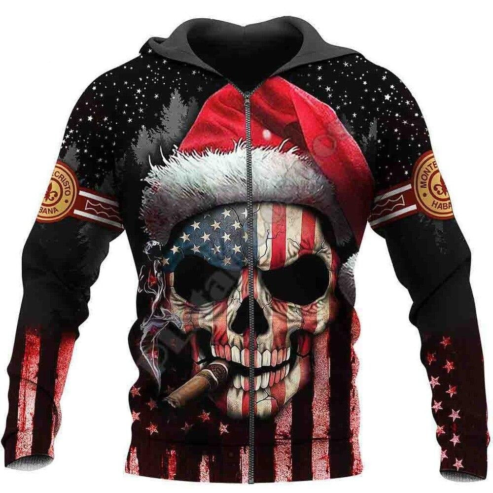 Christmas Santa Claus Skull Unisex Streetwear Casual Hoodies/Sweatshirt/Jacket