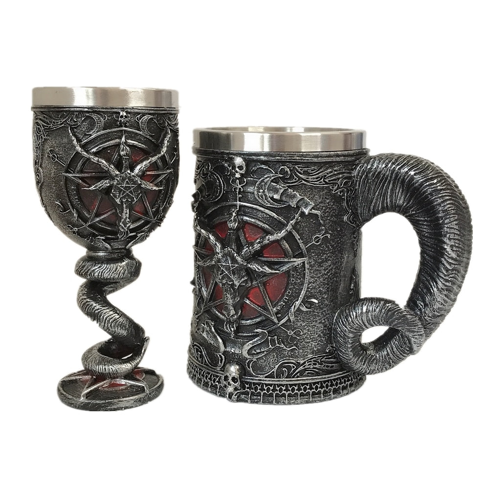 Skull Baphomet Beer Coffee Mugs Stainless Steel Tea Wine Cups Creative Drinkware