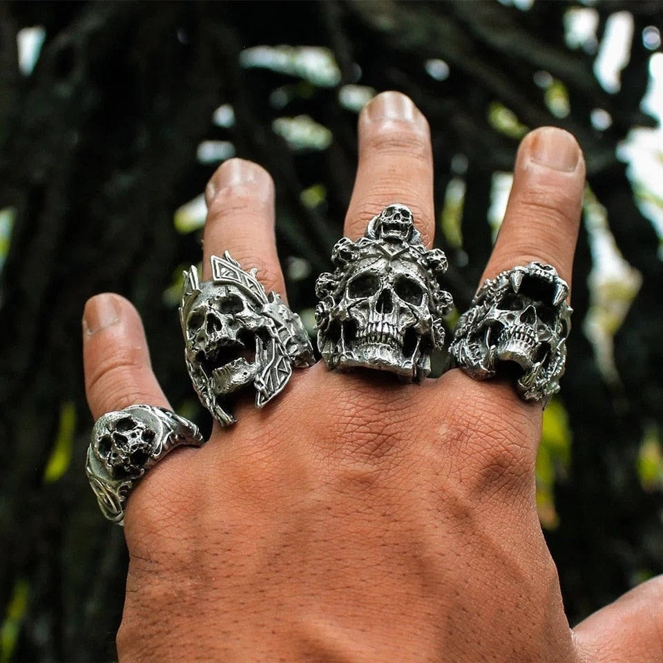 Vintage Indian Jaguar Warrior Skull Ring