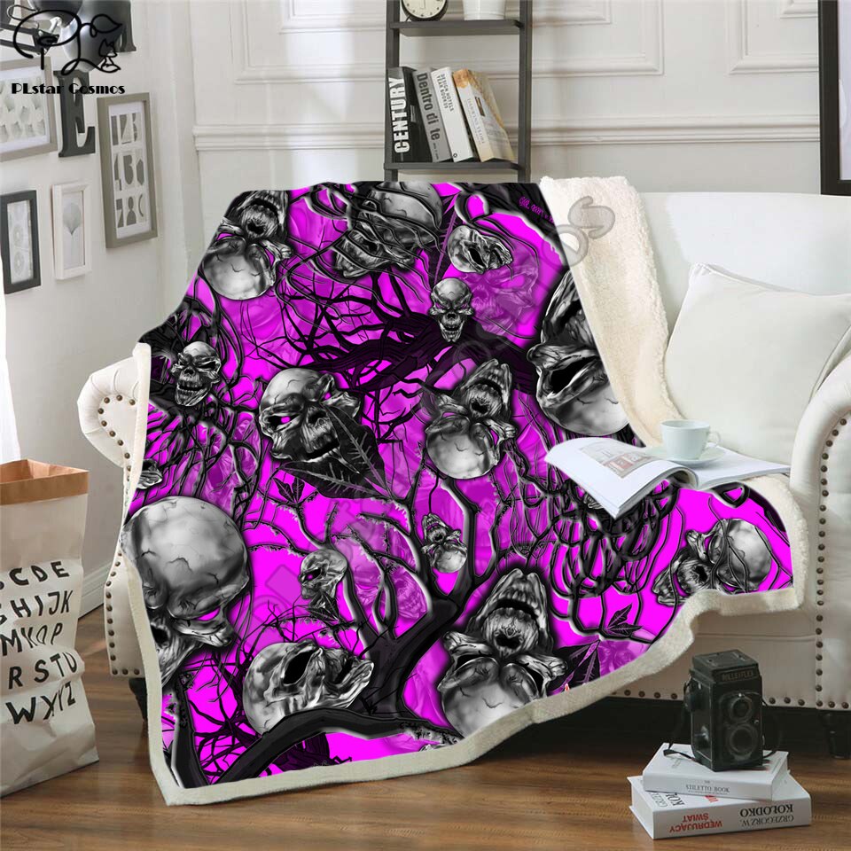 flower skull 3D Bedding Outlet good quality Blanket Sherpa Blanket