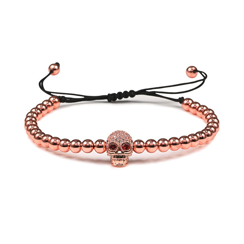 Charm Skull Head Copper Beads Bracelets Handmade
