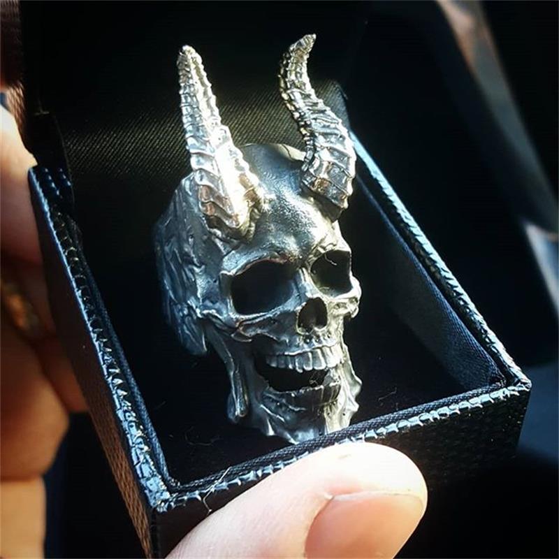 Goth Black Skull Ring 316L Stainless Steel Rings for Men