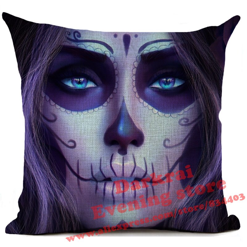 Day Of The Dead Halloween Cushion Pillow Cover Horror Sugar Skull