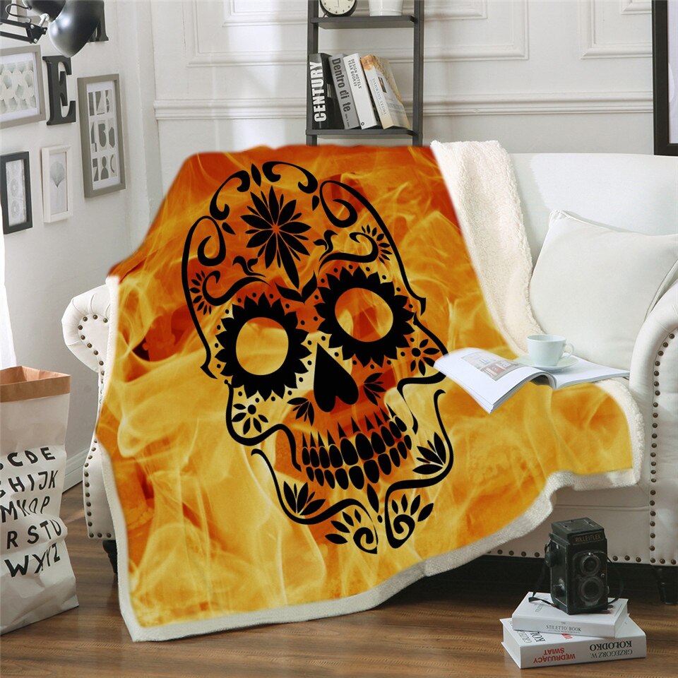 Skull Throw Blanket Halloween Traditional Mexican Sugar Day of the Dead