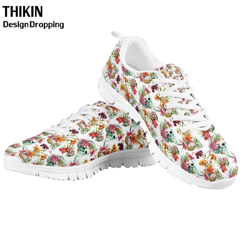 Stylish Skull Rose Floral Printing Women's Causal Shoes Woman