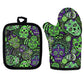 Set of 2 pcs Kitchen Cooking Microwave Oven Golves Sugar Skull Pattern