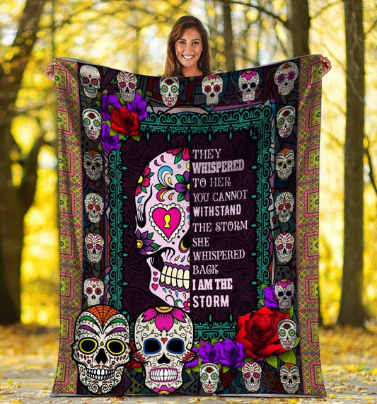 Sugar Skull They Whispered to Her Skeleton Fleece Blanket Blanket for Bedroom Living Rooms Sofa