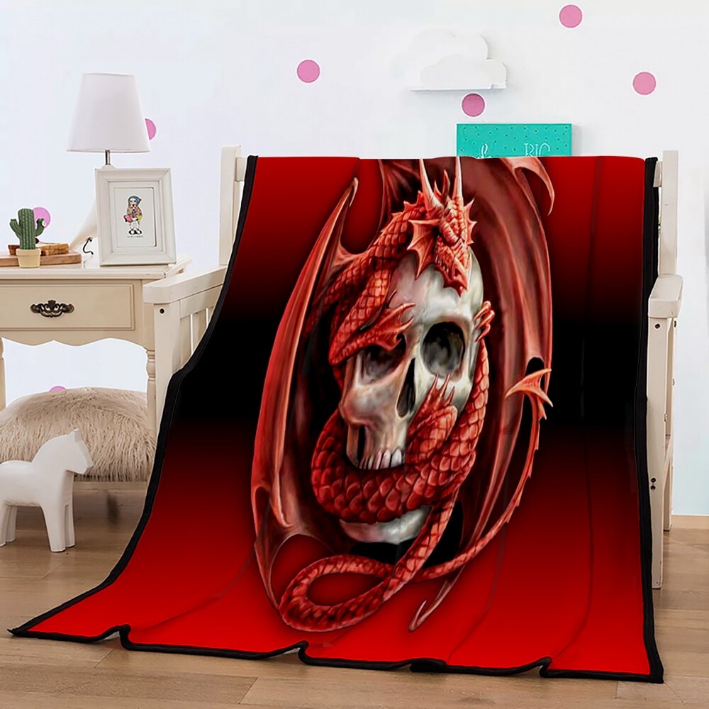 56 Double layer thick 3d skull blanket flag pattern sherpa plush throw blanket