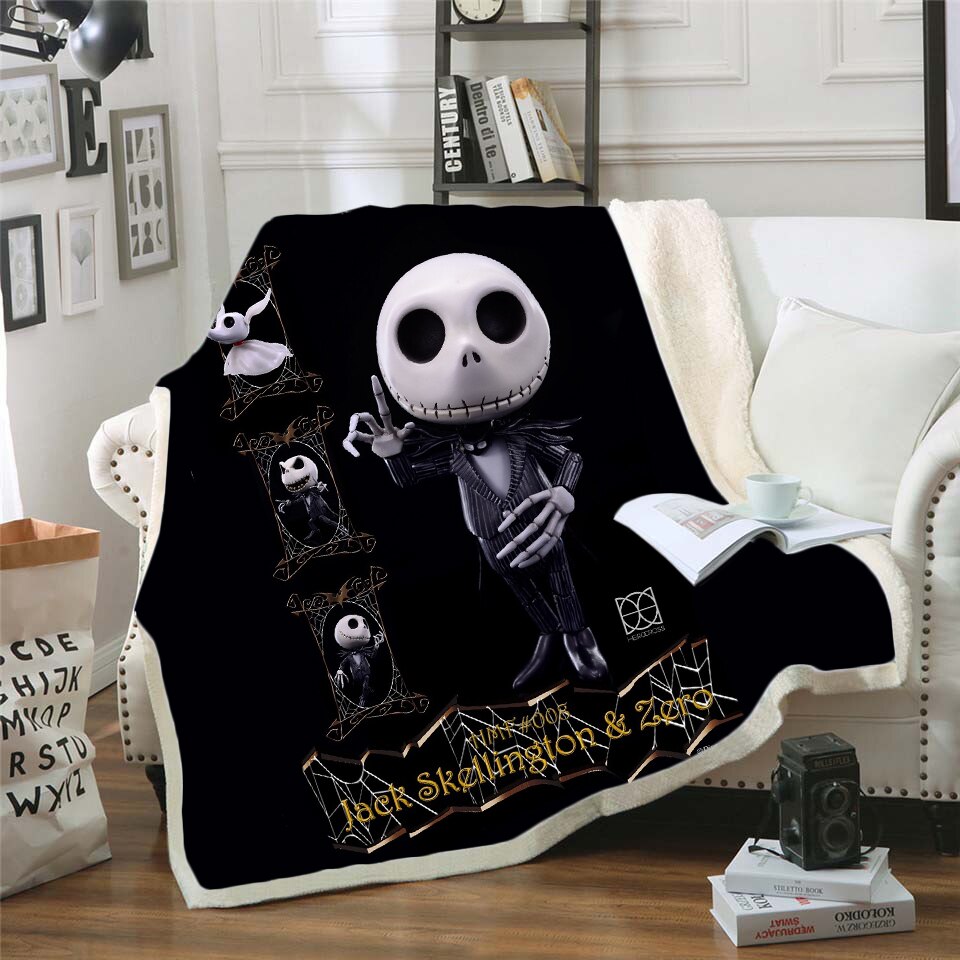 The Nightmare Before Christmas Jack Skull Sherpa Blanket  Plush Velvet Warm