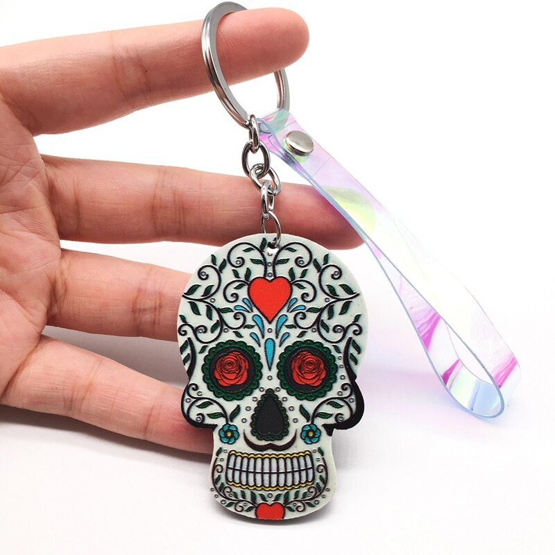 Keychain Calavera Sweet Whimsical Skull Key chain Keyring