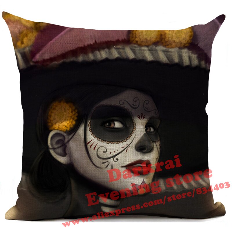 Day Of The Dead Halloween Cushion Pillow Cover Horror Sugar Skull