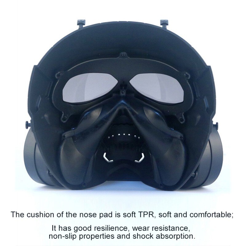 Outdoor Sports Full-covered Gas Mask Helmet Men Women PC Lens Adjustable Shock Resistance Sportswear For CS With Double Fans