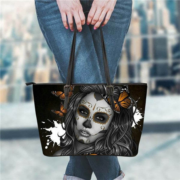 Gothic Girls Skull Brand Women's Bags High Quality Female Large Handbags Tote