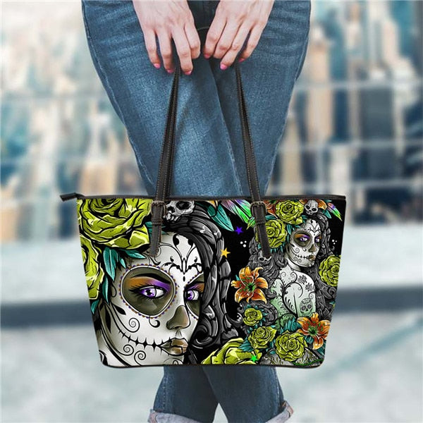 Gothic Girls Skull Brand Women's Bags High Quality Female Large Handbags Tote