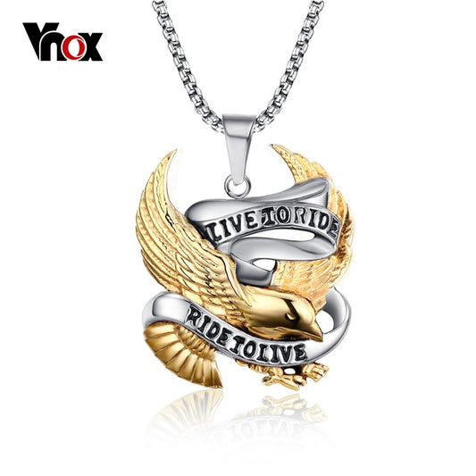 Necklace Pendant for Men Stainless Steel Metal LIVE TO RIDE Punk Jewelry