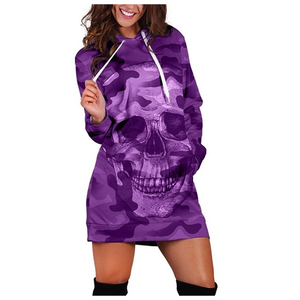 Skull Short Dress For Ladies Plus Size Fashion Women