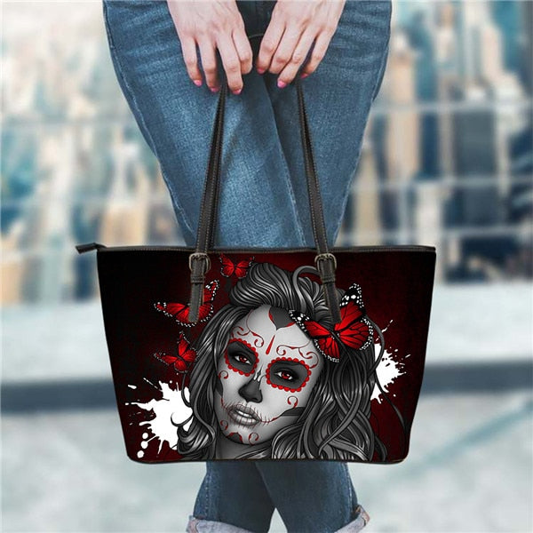 Gothic Girls Skull Brand Women's Bags High Quality Female Large Handbags Tote