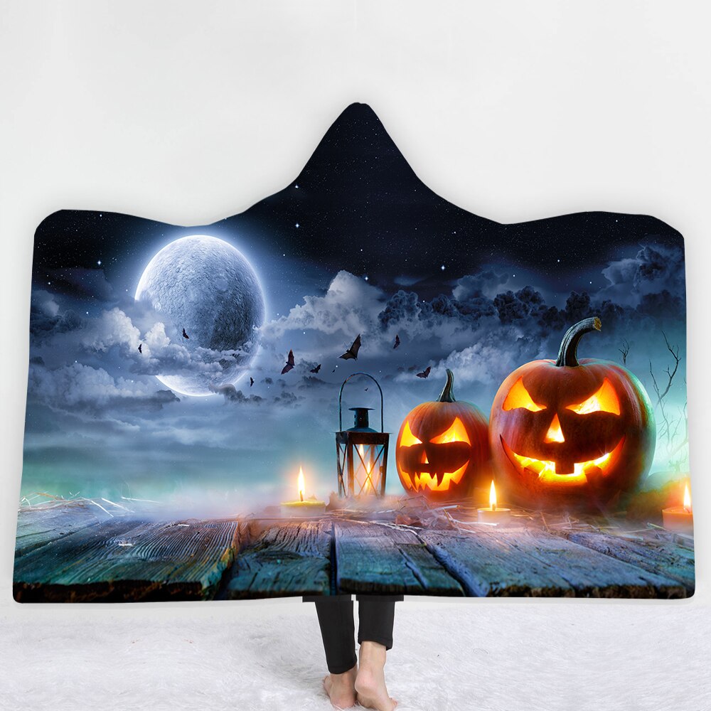 Halloween Skull Series Sherpa Fleece Hooded Blanket