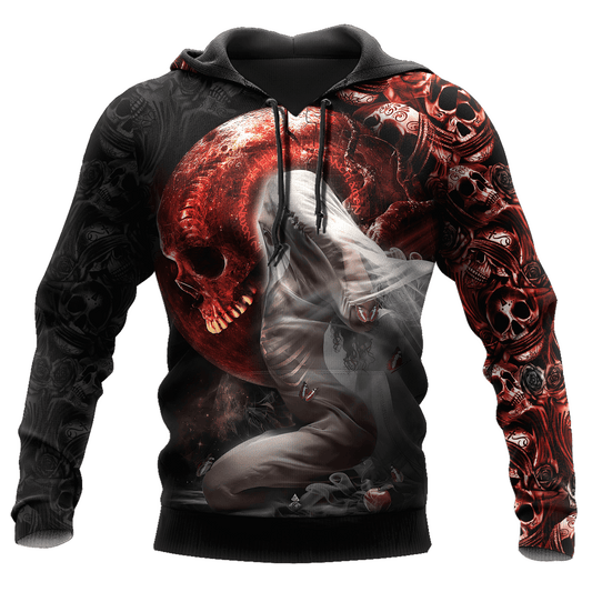 Skull Girl In The Night 3D All Over Printed Mens hoodies and Sweatshirt Autumn Unisex zipper Hoodie