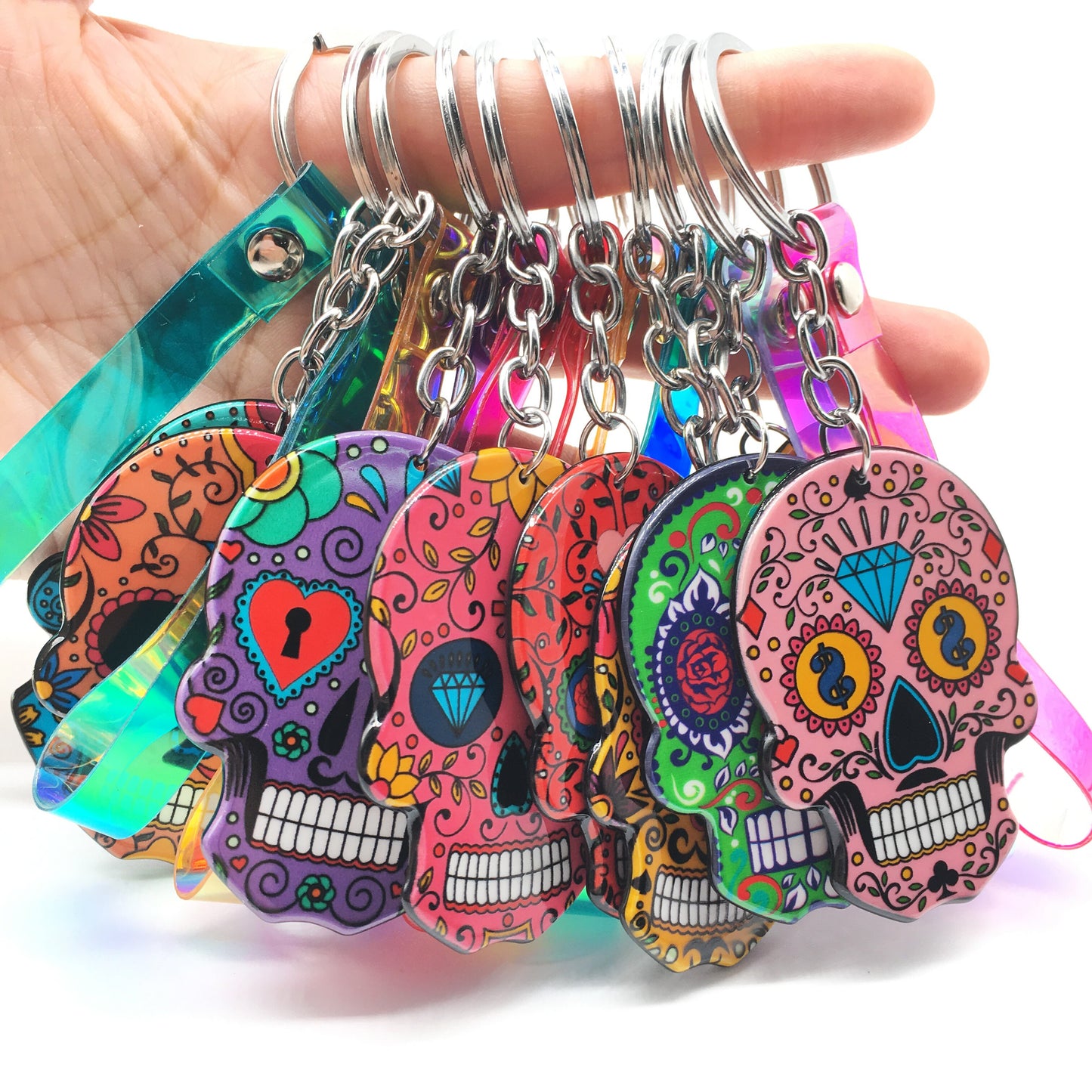Keychain Calavera Sweet Whimsical Skull Key chain Keyring