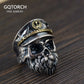 Personalitized Real 925 Sterling Silver Skull Ring Men Adjustable Pirate Captain Vintage