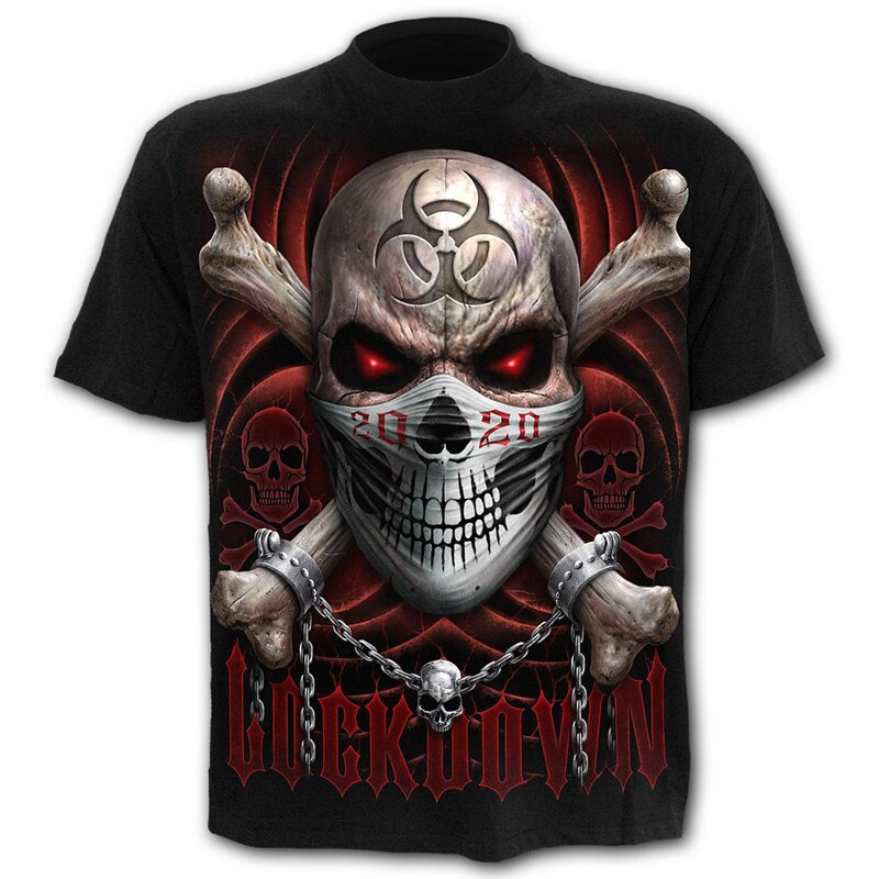 Skull t-shirt black t-shirt funny punk rock clothes 3d printing t-shirt