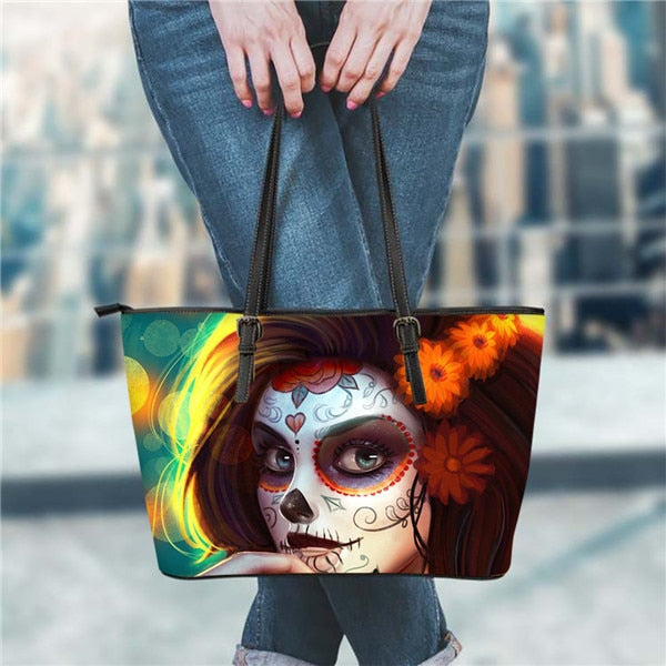 Gothic Girls Skull Brand Women's Bags High Quality Female Large Handbags Tote