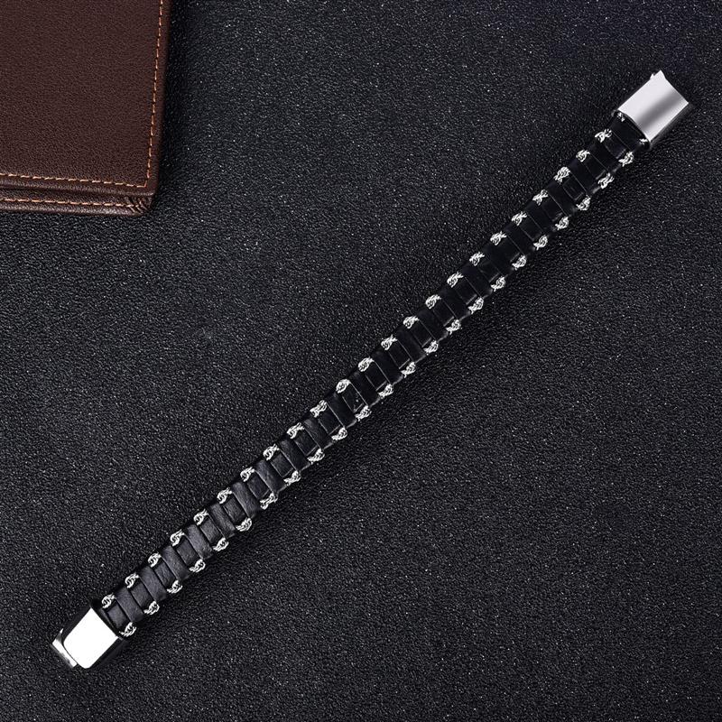 Leather Bracelet for Men Punk Hiphop Style Bracelets Steel