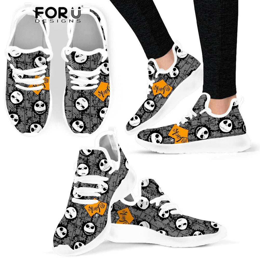 The Day Before Christmas Pattern Women Skull Black