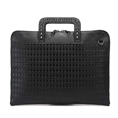 Designer skull Rivet Briefcase Men Waterproof PU